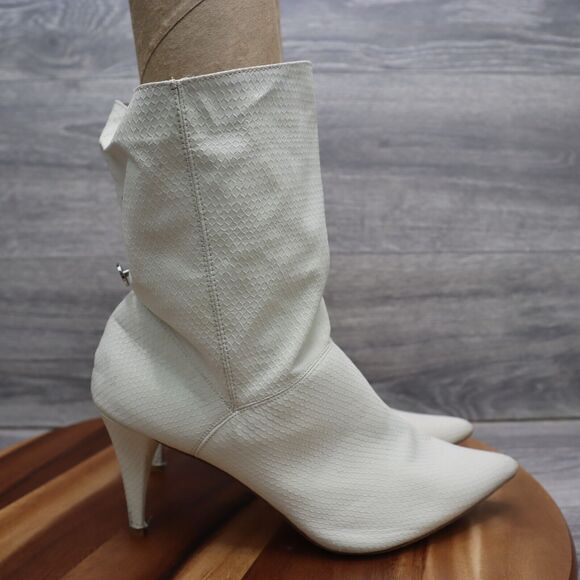 Cape Robbin Shoes Womens Size 11 White Croc High Heeled Pointed Toe Ankle Boots - Picture 1 of 16